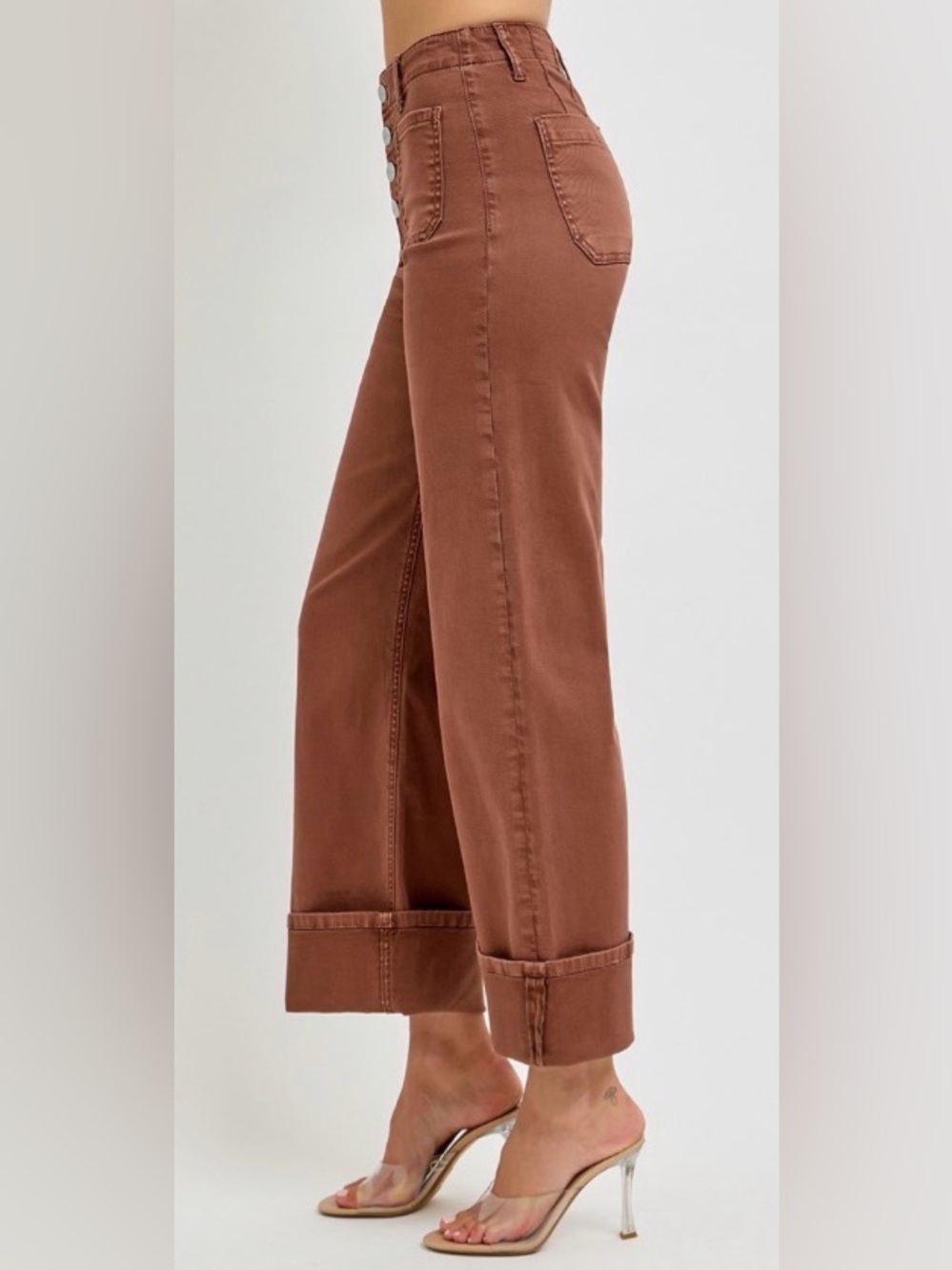 Risen Cropped Front Patch Pocket Wide-Leg Women's Jeans - Picture 2 of 4